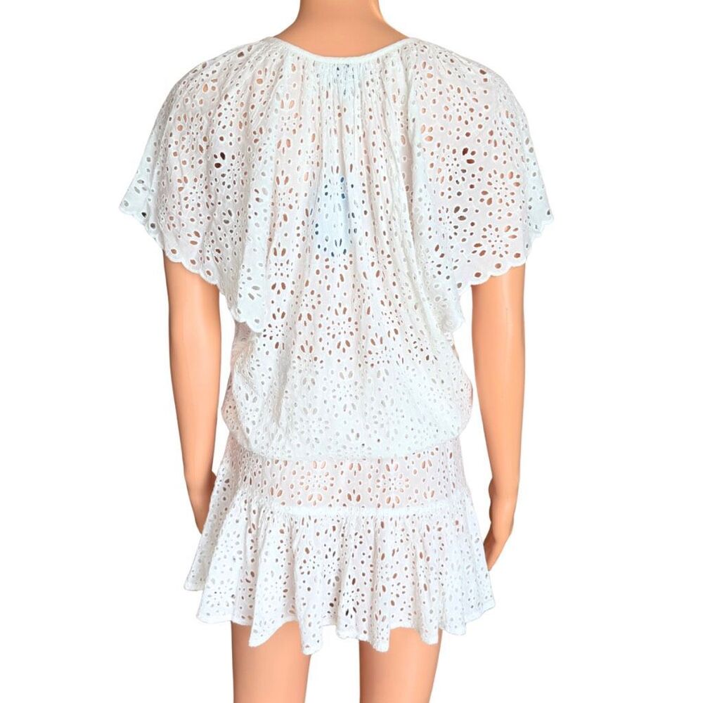 NWT Cartolina Nantucket Joy White Eyelet Resort Swim Coverup Mini Dress Medium - Picture 6 of 8